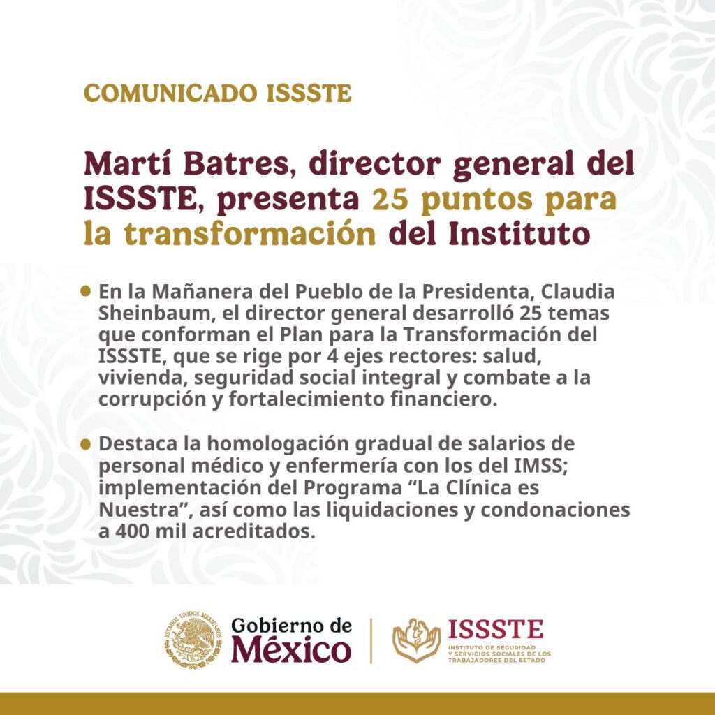 Martí Batres presenta plan de 25 puntos para la transformación del ISSSTE 1 WhatsApp Image 2025 01 14 at 18.48.06